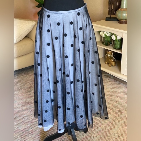 ALEXIA ADMOR New York Dotted Organza Tulle Chiffon Maxi Skirt Gothic Size 6 - Picture 7 of 11